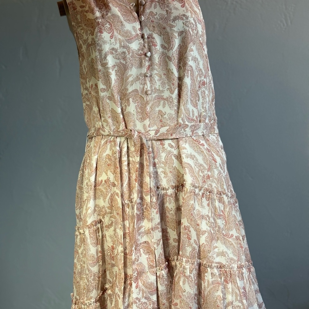 INTERMIX Cream and Pink Paisley Silk  Dress Size 4